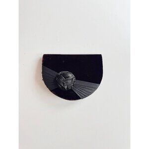 Vintage EATON Dark Burgundy Black Velvet Satin Rosette Crossbody Purse Bag